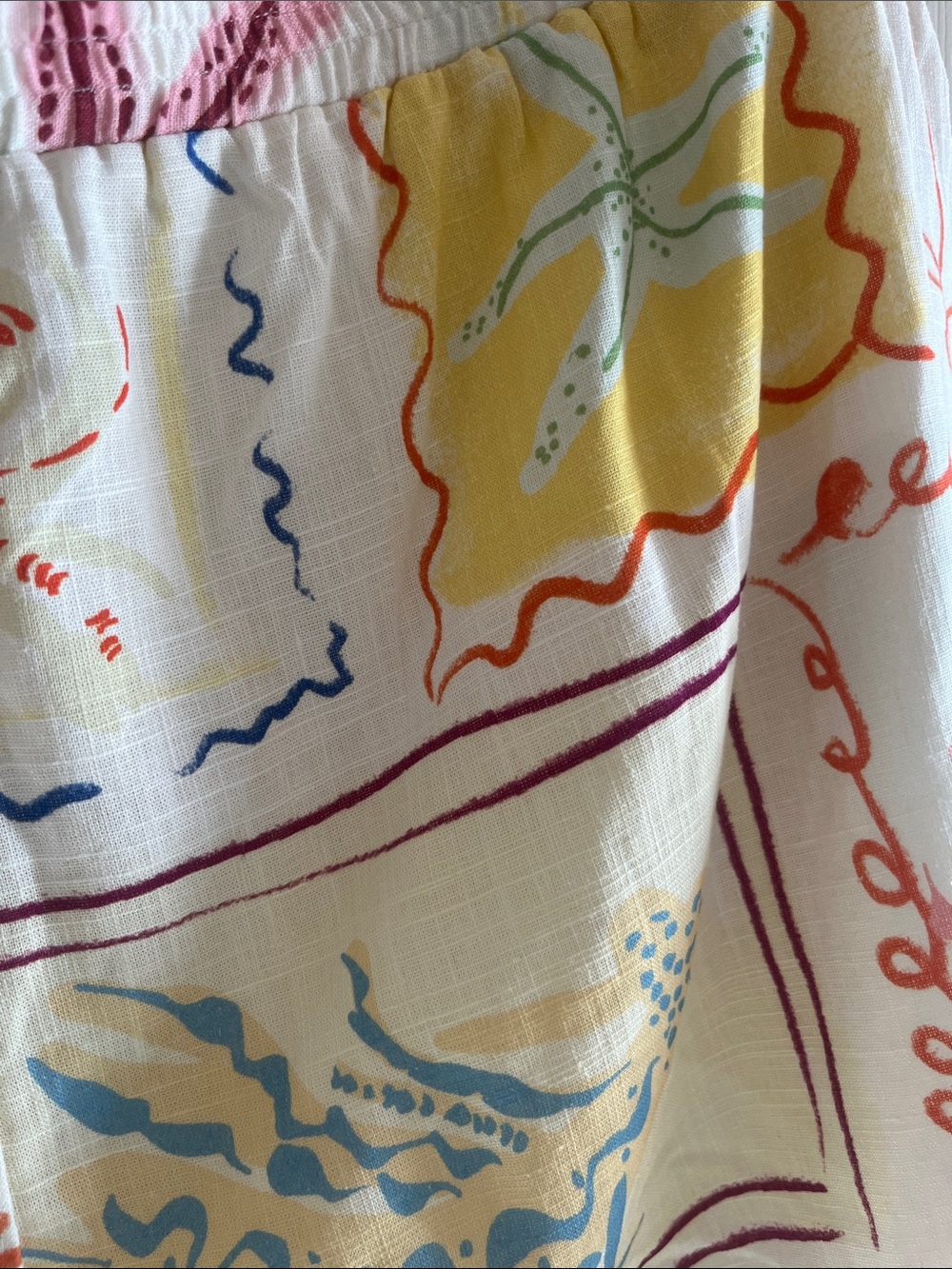 Princess Polly Cream Beach Print Lined Linen Shorts with Multicolor Accents - Picture 5 of 6